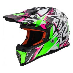 Helm LS2 MX437 Fast Strong White Green Pink