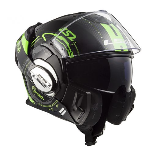Helm LS2 FF399 Valiant Nucleus Black Glow Green