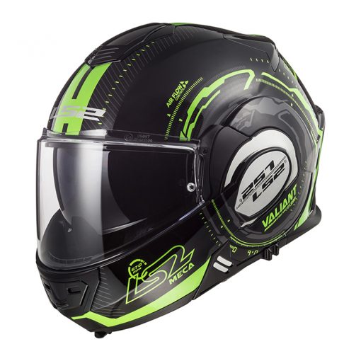 Helm LS2 FF399 Valiant Nucleus Black Glow Green