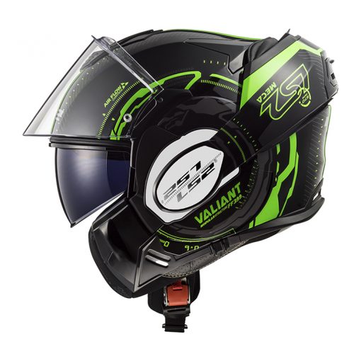 Helm LS2 FF399 Valiant Nucleus Black Glow Green
