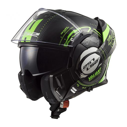 Helm LS2 FF399 Valiant Nucleus Black Glow Green