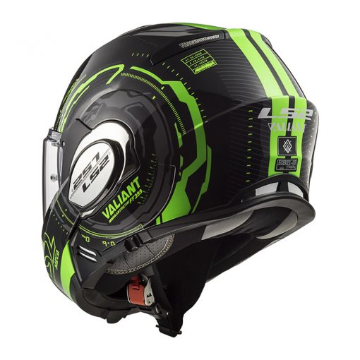Helm LS2 FF399 Valiant Nucleus Black Glow Green