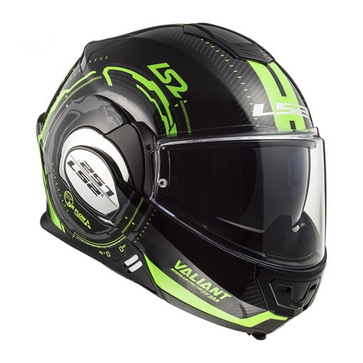 Helm LS2 FF399 Valiant Nucleus Black Glow Green