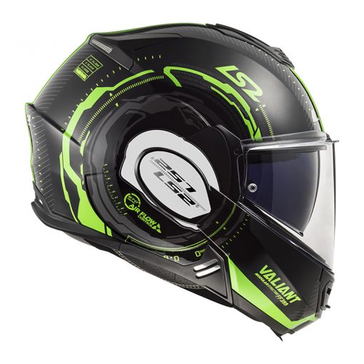 Helm LS2 FF399 Valiant Nucleus Black Glow Green