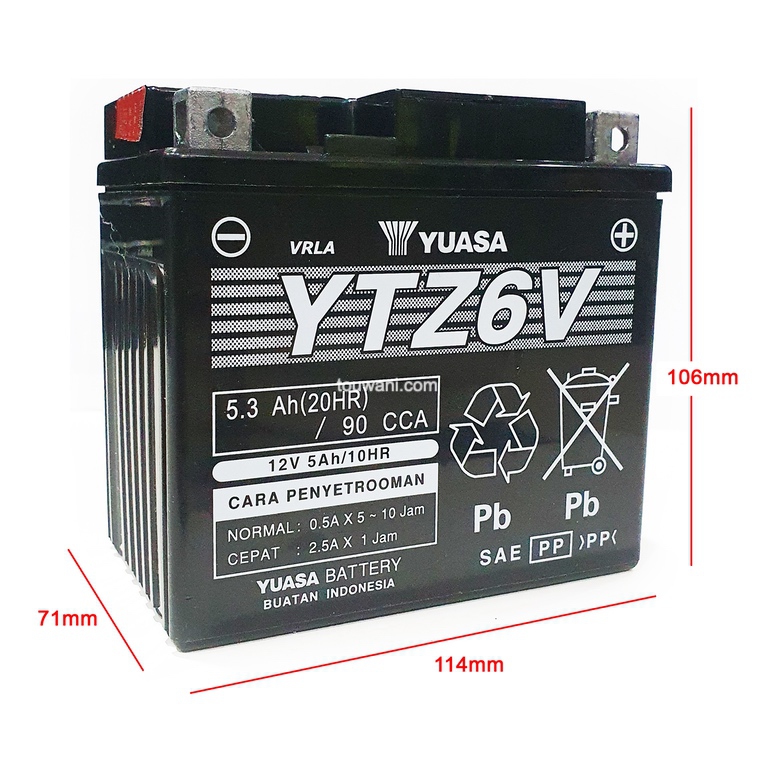 Baterai Yuasa YTZ6V Maintenance Free